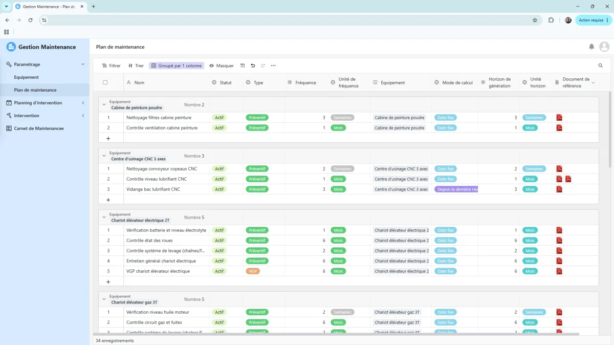 Application GMAO et gestion de la maintenance sur mesure — vue 1